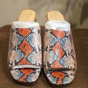 Jessica Simpson Multicolor Snake Print Mules